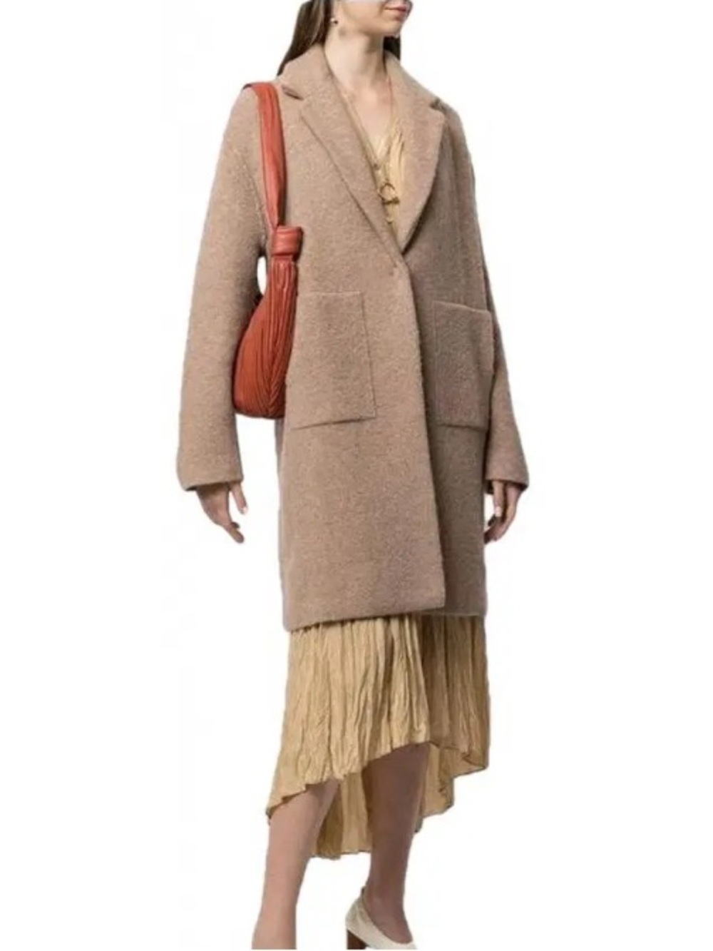 Vince Women's Tan Open-Front Knit Cardigan Coat Merino Wool